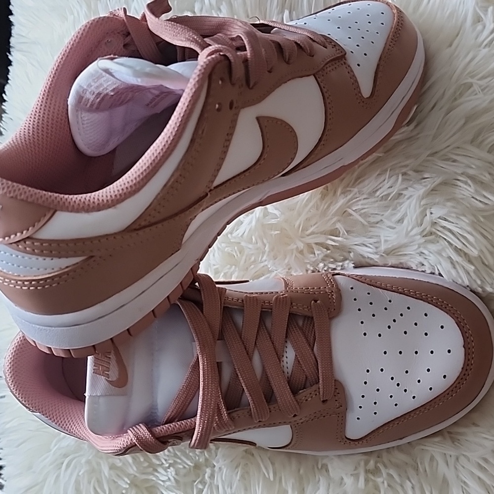 Nike Rose and White Dunks